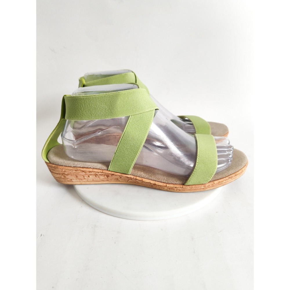 Charleston Shoe Co Sandals Size 9 Wedge Easton Lime Green Elastic Strap Low Heel